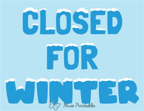 Printable Closed for Winter Sign