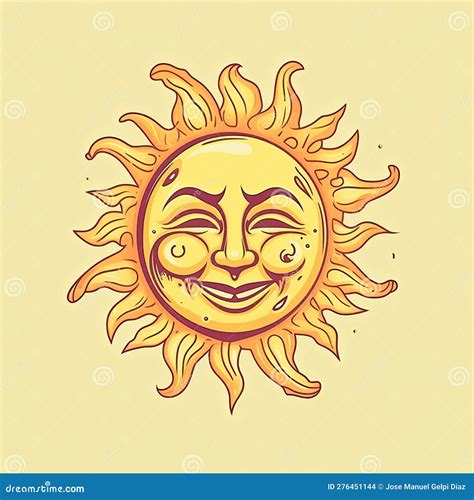 Illustration Of A Sun With Face On A Colored Background Generative Ai