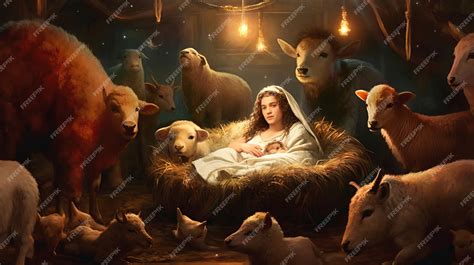 Premium Photo | Jesus in the Manger A Peaceful Scene with Baby Jesus