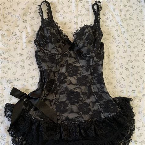 Black Lace Lingerie With Bow Detailings Reminds Me Depop