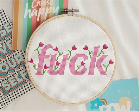 Retro Fuck Cross Stitch PDF Pattern Swear Cross Stitch Etsy