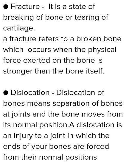 Differentiate Between Dislocation And Fracture Mention The Role Of A Splint