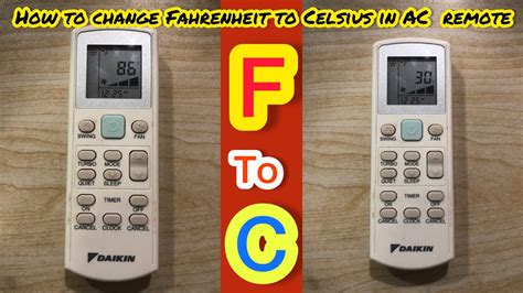 How To Change Fahrenheit To Celsius In Ac Remote F To C Daikin Ac