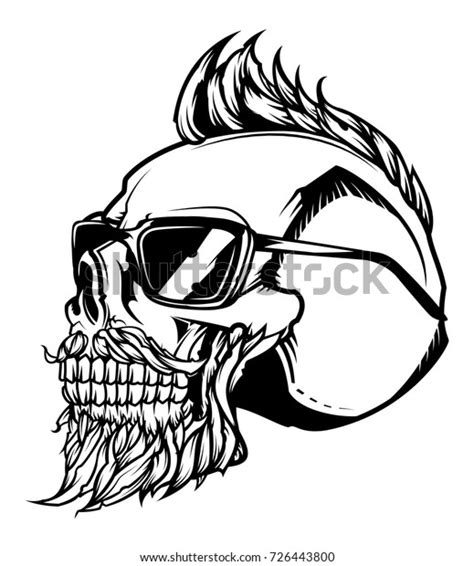 Monochrome Illustration Hipsters Skull Isolated On Stock Vector