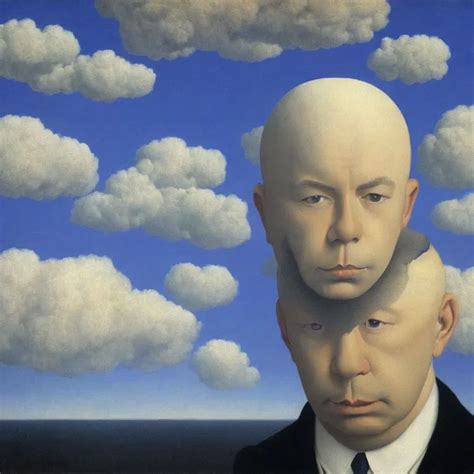 Portrait Of A Man Whos Head Is Made Of Clouds By Rene Stable