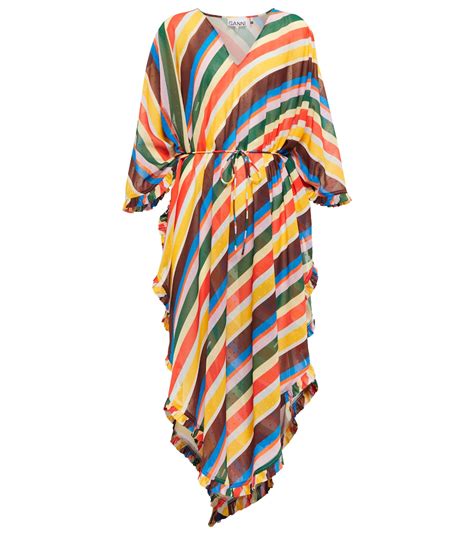 Striped Chiffon Maxi Dress In Multicoloured Ganni Mytheresa