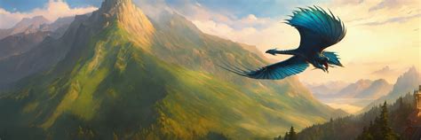 Lexica Wyvern Flying Over Mountainous And Forested Island Highly