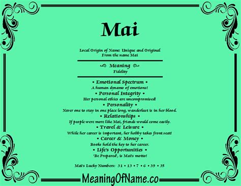 Mai - Meaning of Name