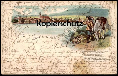 Alte Litho Postkarte Gruss Aus Bad S Ckingen Rhein Wogen Wasser