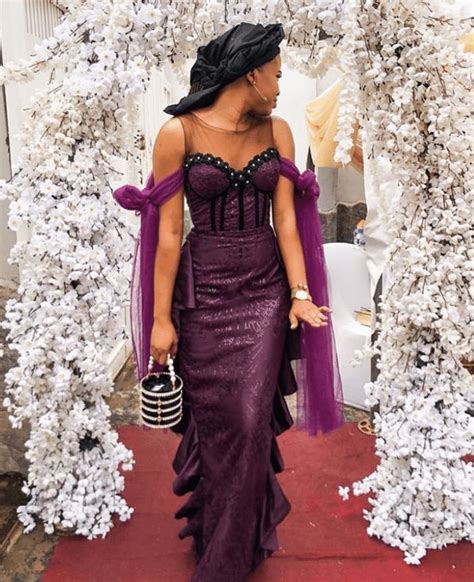 Trendy Flounce Style Stylish Naija Lace Gown Styles Lace Dress