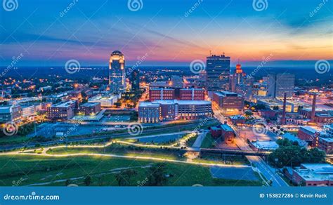 Winston Salem North Carolina Nc Skyline Aerial Stock Photo Image Of