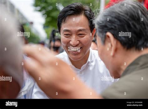 The Current Mayor Of Seoul Oh Se Hoon Campaigning For The Mayor Of