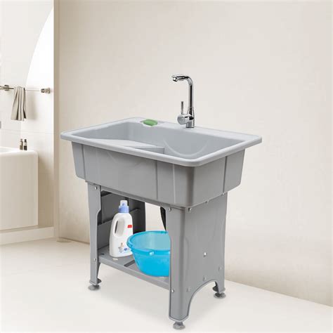Laundry Sink Freestanding Plastic Laundry Sink With Washboard Utility Sink With Hot And Cold