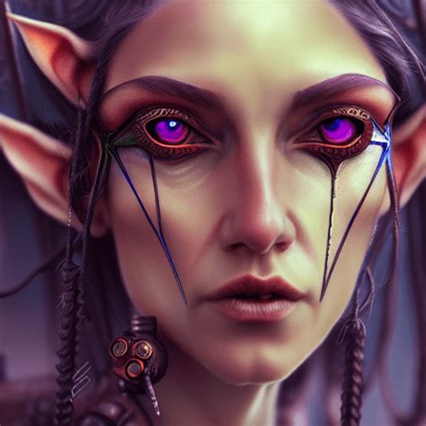 Beautiful Elf Pagan Steampunk Cyberpunk Intricately Detailed Hyper