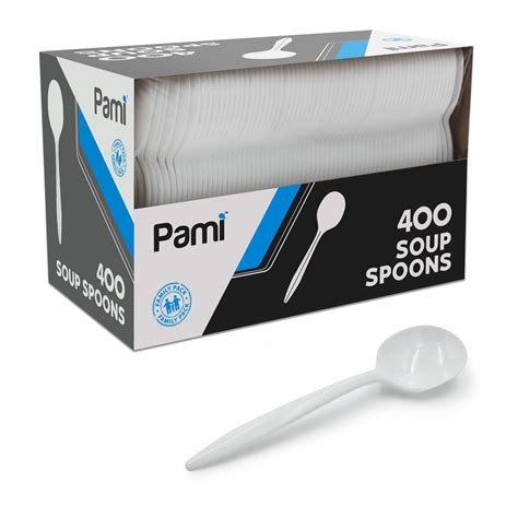 PAMI Medium Weight Disposable Plastic Soup Spoons 400 Pack Bulk