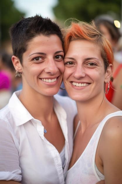 Premium Ai Image Portrait Of A Happy Lesbian Couple At An Event