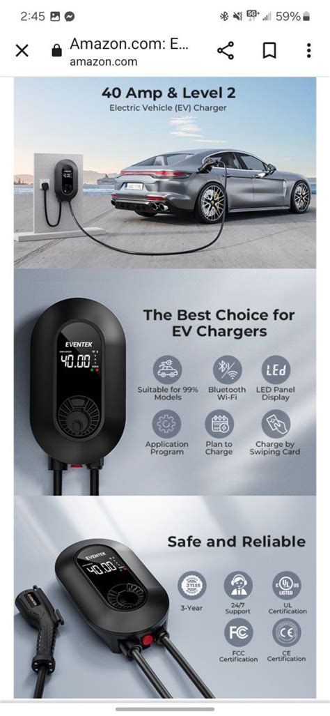 Eventek Level Ev Charger Home Electric Vehicle Charger For