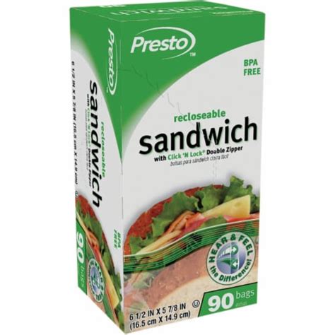 Presto Reclosable Sandwich Bag 100 Count Co0287s0 Sandwich Frys