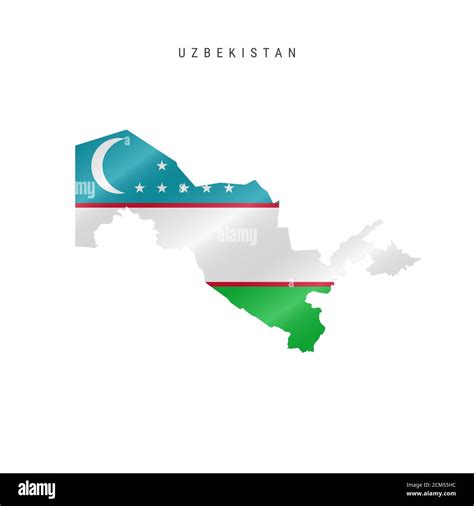 Detailed waving flag map of Uzbekistan. map with masked flag Stock ...