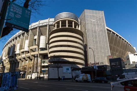 Outside View Of Santiago Bernabeu Stadium In City Of Madrid Spain