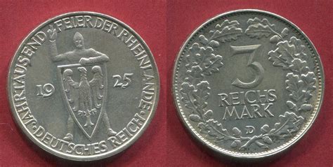 Weimarer Republik Deutsches Reich Mark Silber D Rheinlandfeier