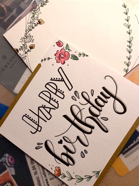 Handlettering Birthday Card Happy Birthday Calligraphy Hand Nbkomputer