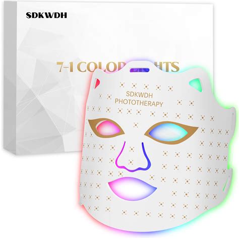 SDKWDH Led Face Mask Light Therapy At Home, Blue Red Light Therapy Mask