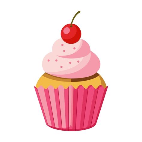 Cupcake Isolado Ilustra O Vetorial De Cereja Vetor Premium