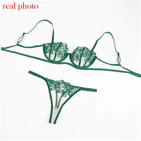 Ellolace Cobalt Lingerie Thongs Women S Underwear Set Woman Pieces Fancy Lace Transparent Bra