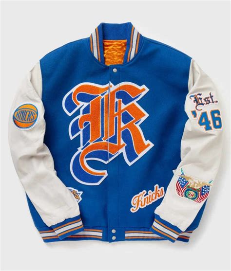 New York Knicks Blue And White Varsity Jacket Jackets Creator