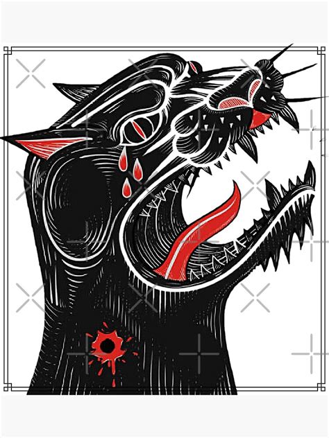 Wounded And Crying Black Panther Japanese Art With Circular Crop