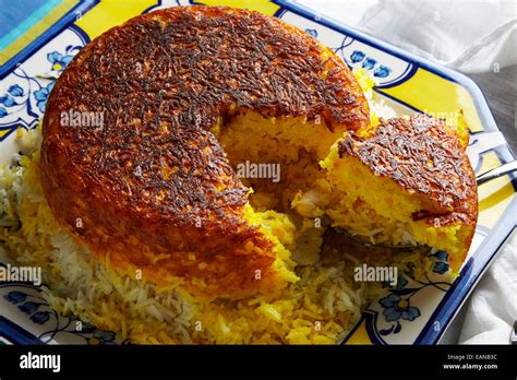 Persian Saffron Rice On A Tiffany Plate Stock Photo Alamy