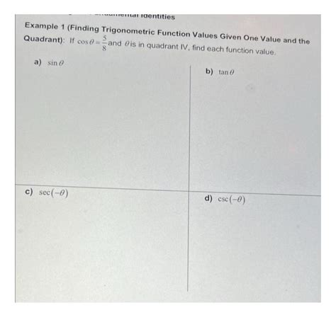 Answered Finding Trigonometric Function Values Given One Value And Kunduz