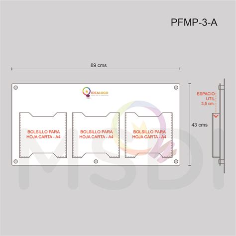 Pfmp A Porta Folleto Mural Carta Vertical Bolsillos Msdi