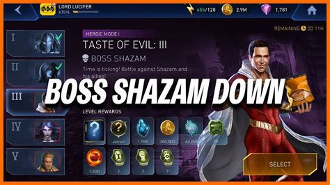 Injustice Mobile Boss Shazam Down Rewards Taste Of Evil Heroic