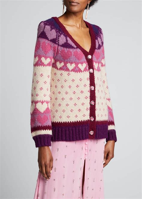 Loveshackfancy Deena Heart Jacquard Button Front Cardigan Bergdorf