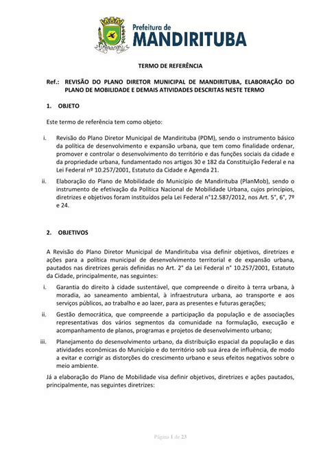 PDF TERMO DE REFERÊNCIA Ref REVISÃO DO PLANO DIRETOR Este