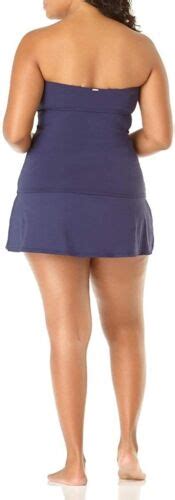 Anne Cole Navy Plus Size Twist Front Strapless Tankini Swim Top Us 18w