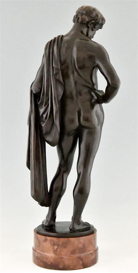 Orpheus Antique Bronze Sculpture Of A Male Nude With Lyre And Cape