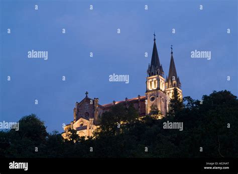 Basilica of Covadonga at night Stock Photo - Alamy