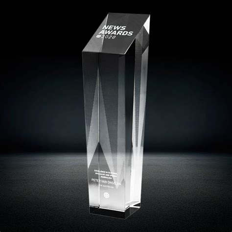 Slanted Crystal Tower Award Slant Top Crystal Column Award