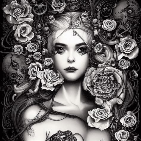 Skulls And Roses By Charlie Bowater Creative Fabrica