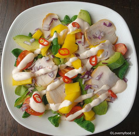 Salade Met Gerookte Kip En Mango Lovemyfood Nl