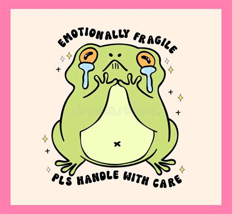 Groovy Retro Frog Crying Emotionally Fragile Handle With Care Vibrant