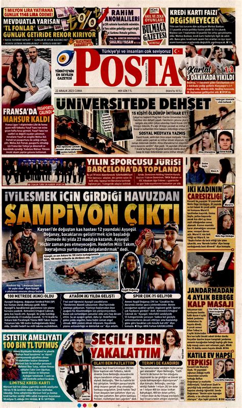 Posta Gazetesi Posta Manşet Oku Haberler 22 Aralık 2023