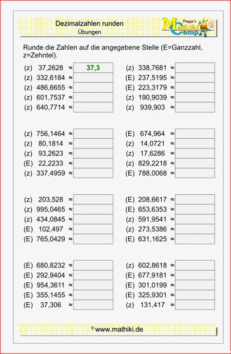 Mathematik Runden Von Zahlen 5 Klasse Arbeitsblätter Kostenlose Arbeitsblätter Und