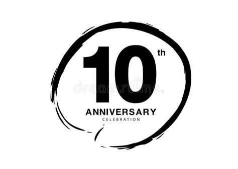 10 Years Anniversary Celebration Logo Black Paintbrush Vector 10
