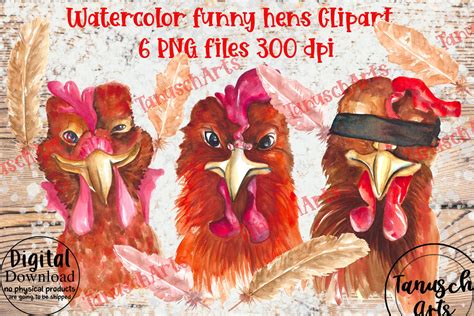 Watercolor Funny Chicken Clipart Graphic By Tanuscharts Creative Fabrica