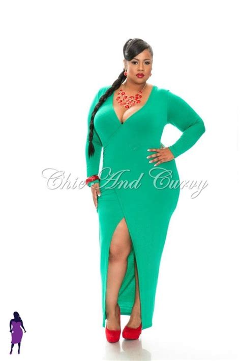 New Plus Size Bodycon Solid Maxi Wrapped Dress With Thigh High Slit Dr Chic And Curvy