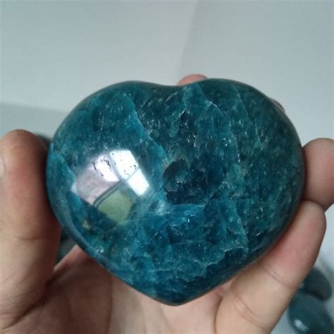 1pc Azul Natural Apatite Polyline Pedra Cristal Coração Decoração